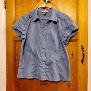 Christopher & Banks Short Sleeve Blue Button Shirt